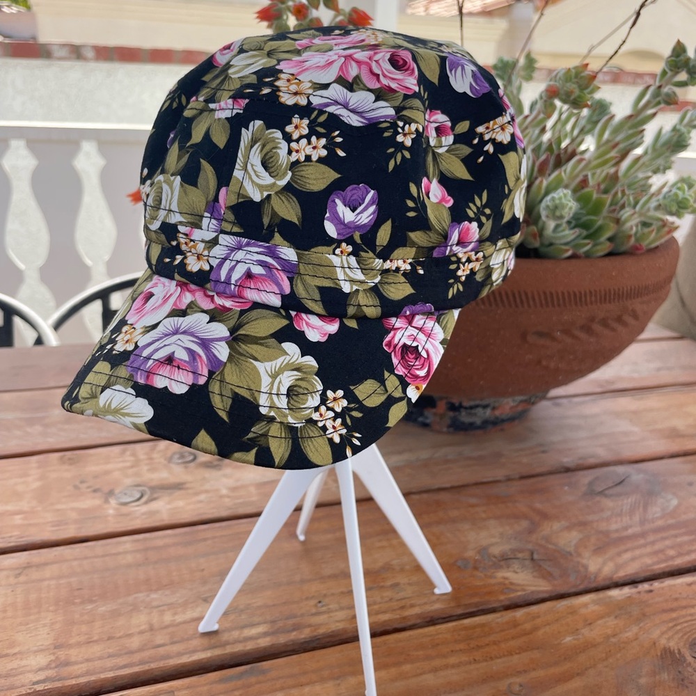 Floral Black Cap with Vibrant Design